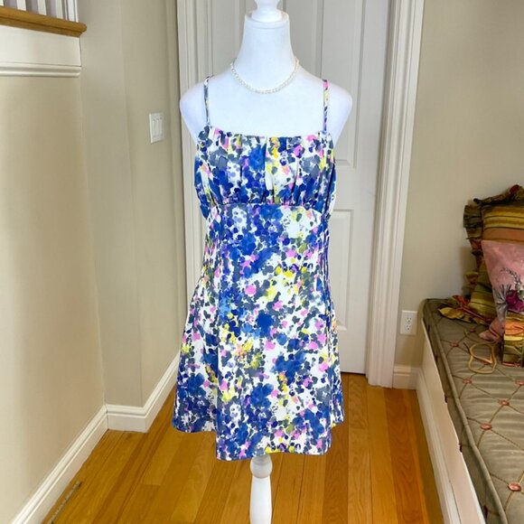Urban Revivo Dress Slip Mini Print Blue Pink Yellow Multi Y2K Style (6) - Picture 1 of 7